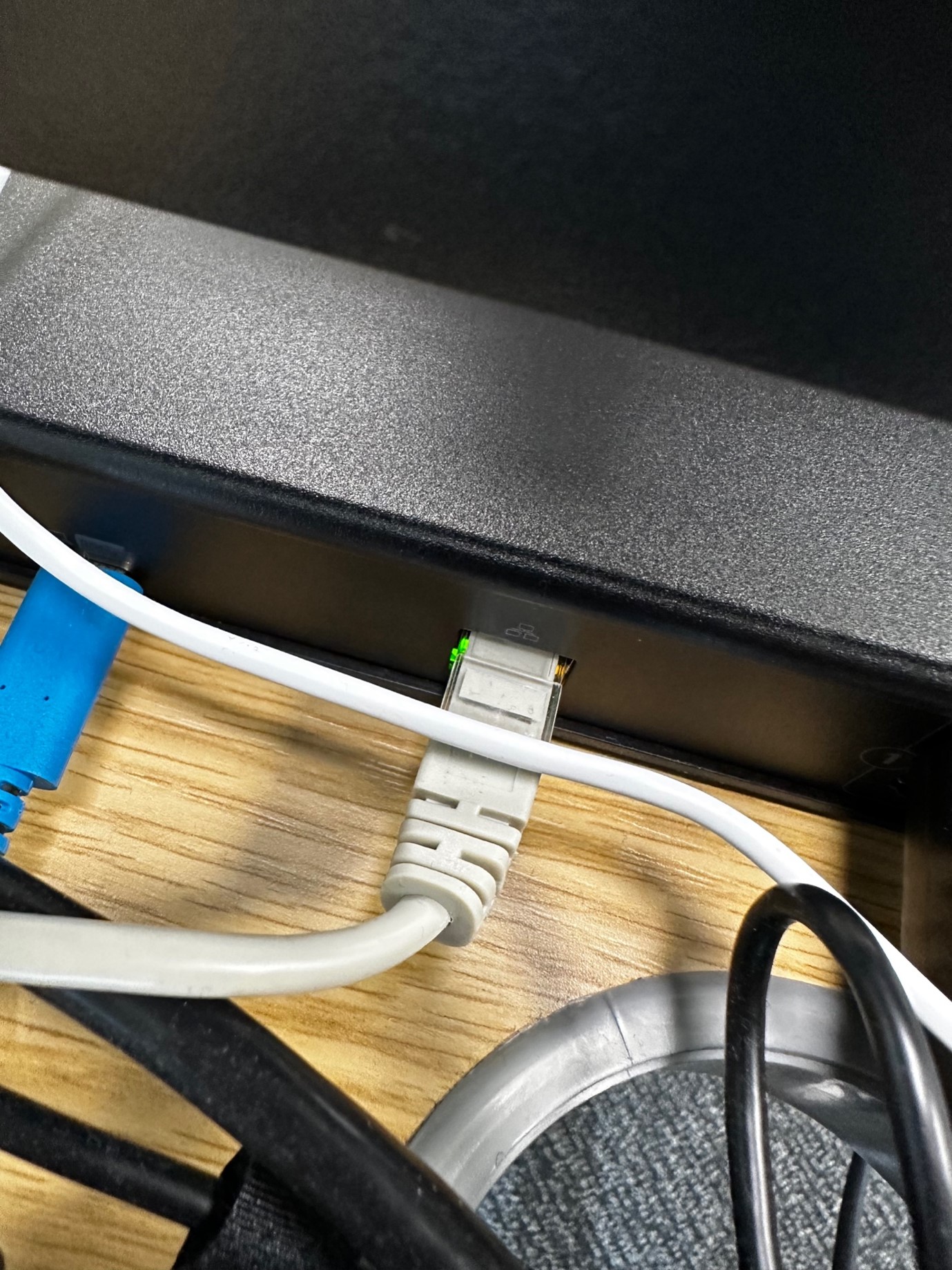 Network cable plugged into docking station